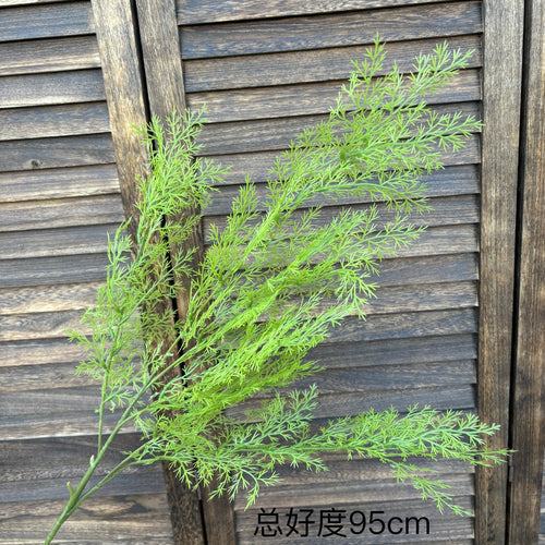 Artificial light green branching greenery spray; photo label indicates 95 cm overall height